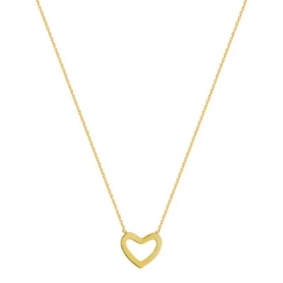 10K Yellow Gold Open Heart Pendant with Trace Link Chain MF023982
