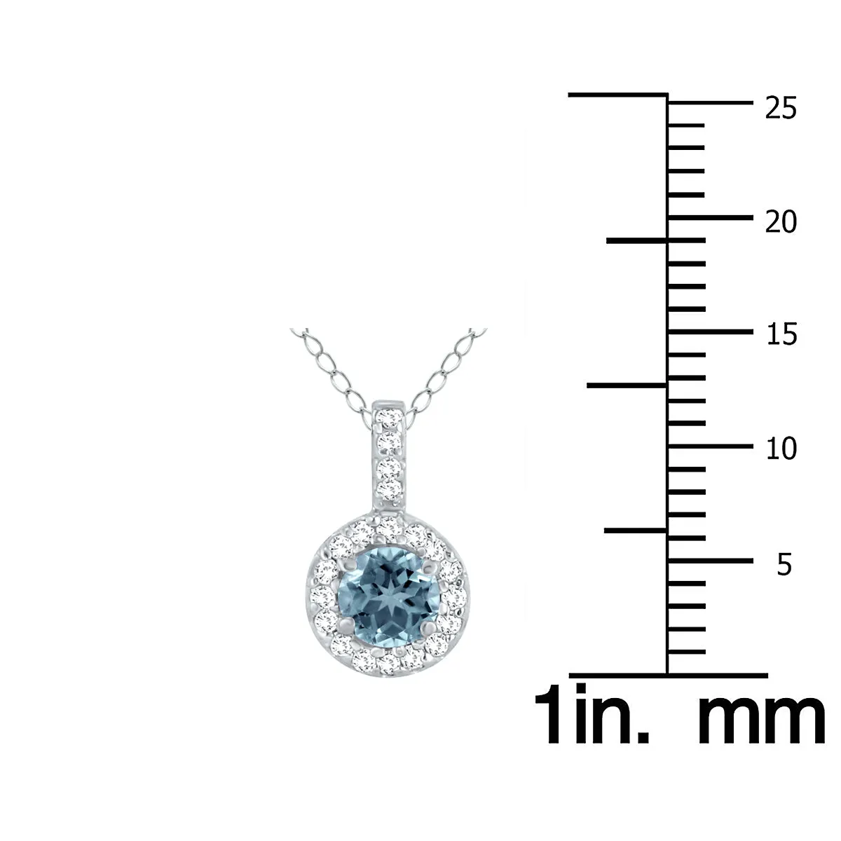 1/2 Carat Tw Halo Aquamarine And Diamond Pendant In 10K White Gold