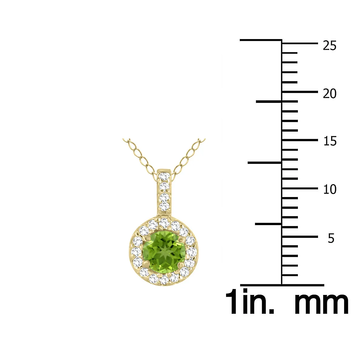 1/2 Carat Tw Halo Peridot And Diamond Pendant In 10K Yellow Gold