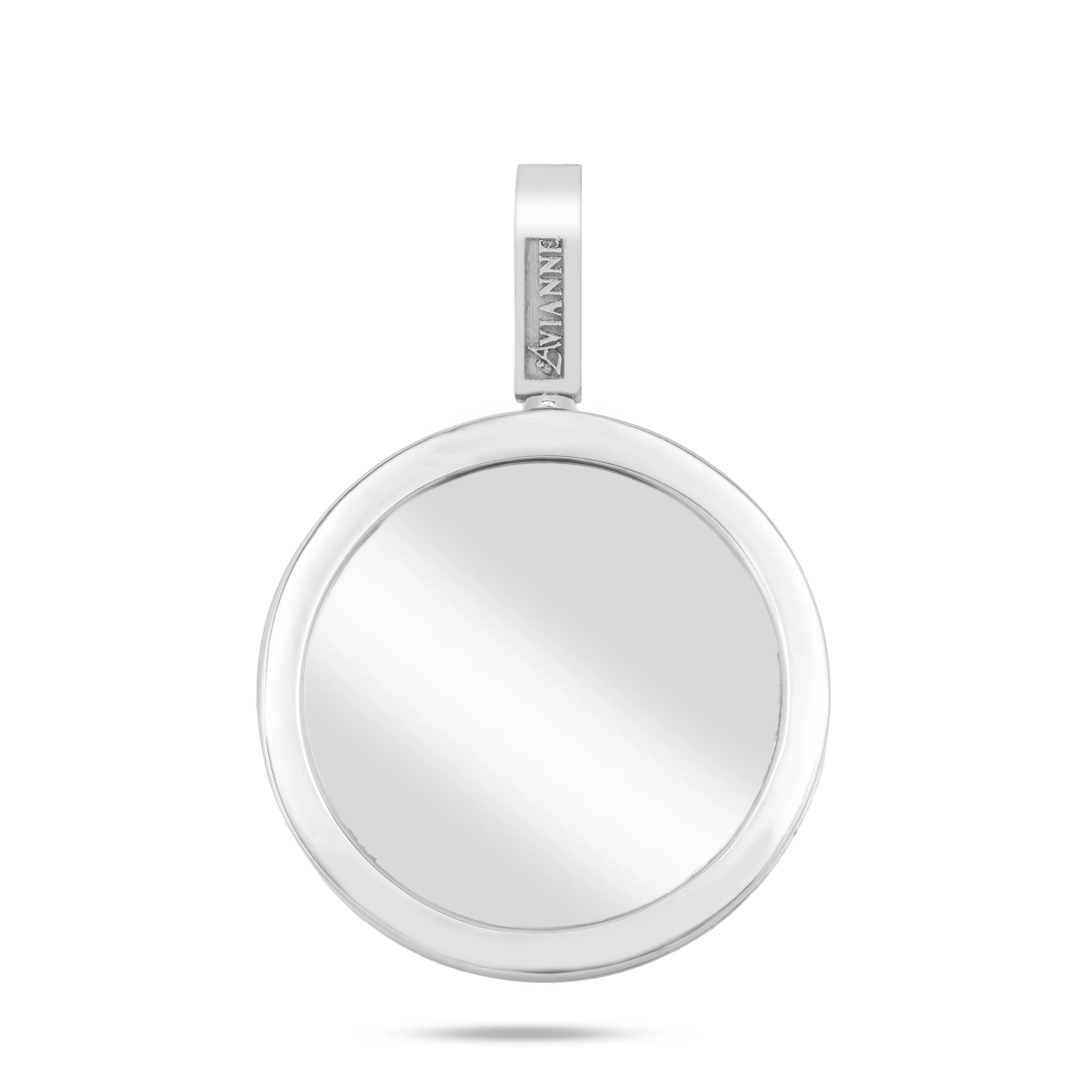 14K Solid doble sided Gold Round Picture Pendant