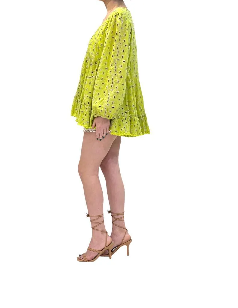 718 Cotton Lime Green Top
