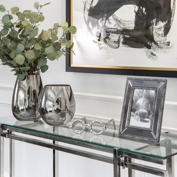 8" Metallic Glass Vase - Silver