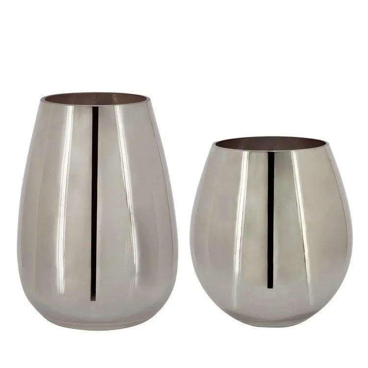 8" Metallic Glass Vase - Silver