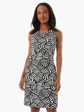 Abstract Jacquard Sleeveless Sheath Dress