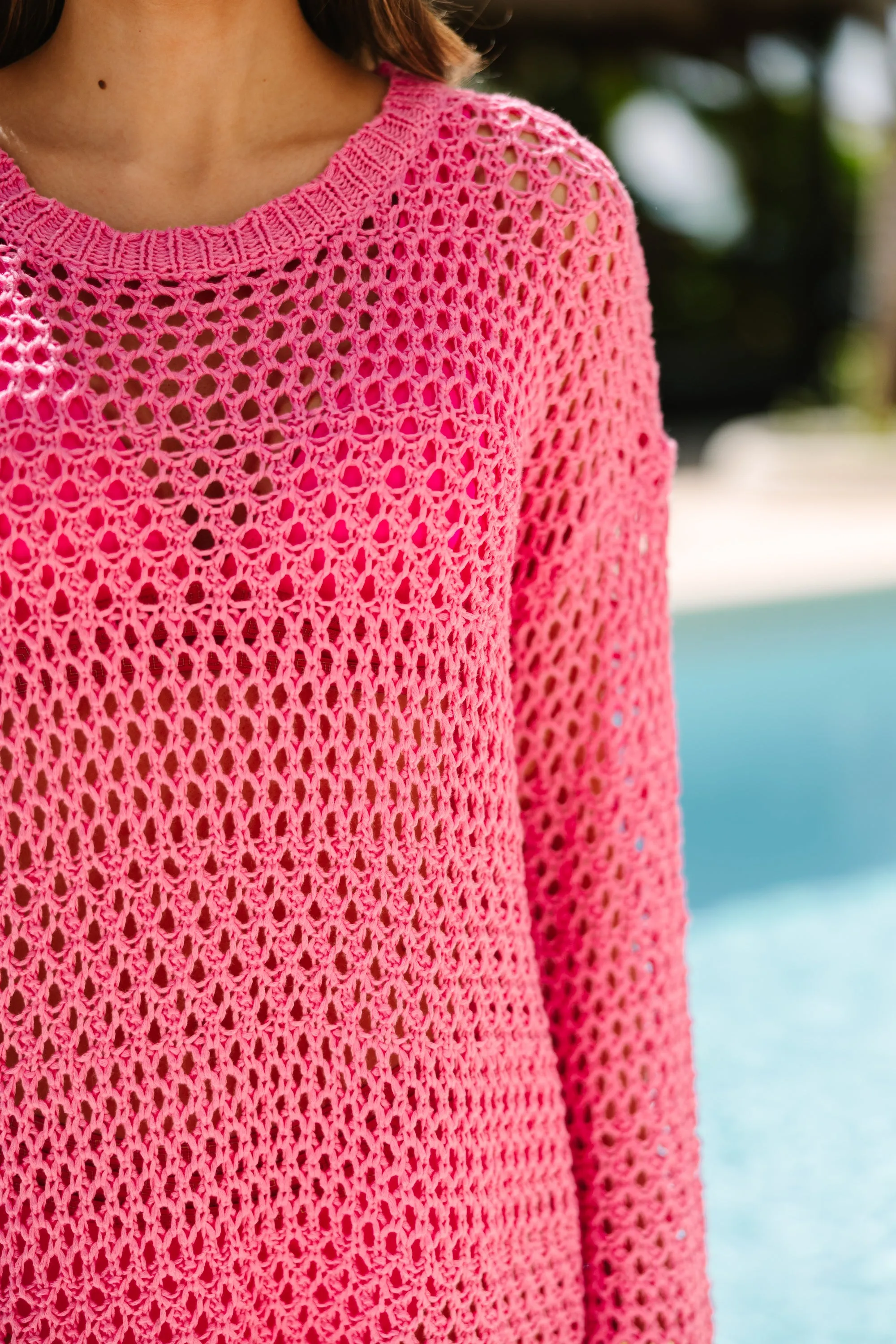 All In A Day Fuchaia Crochet Cover-up