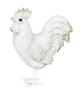 Antique White Resin Rooster - 5.25 x 3.25 x 4.25
