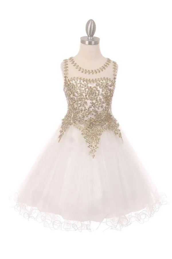 Applique Girls Short Ruffled Dress by Cinderella Couture 5017
