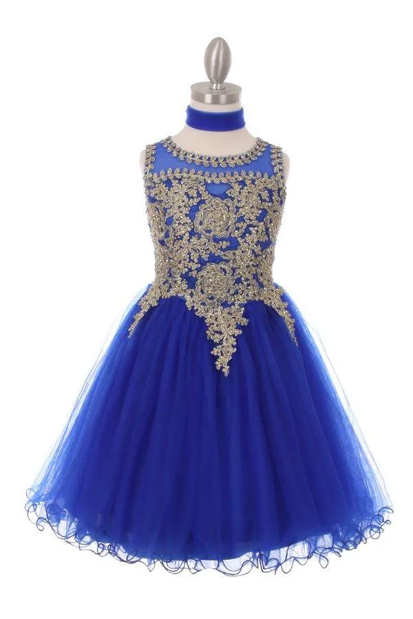 Applique Girls Short Ruffled Dress by Cinderella Couture 5017