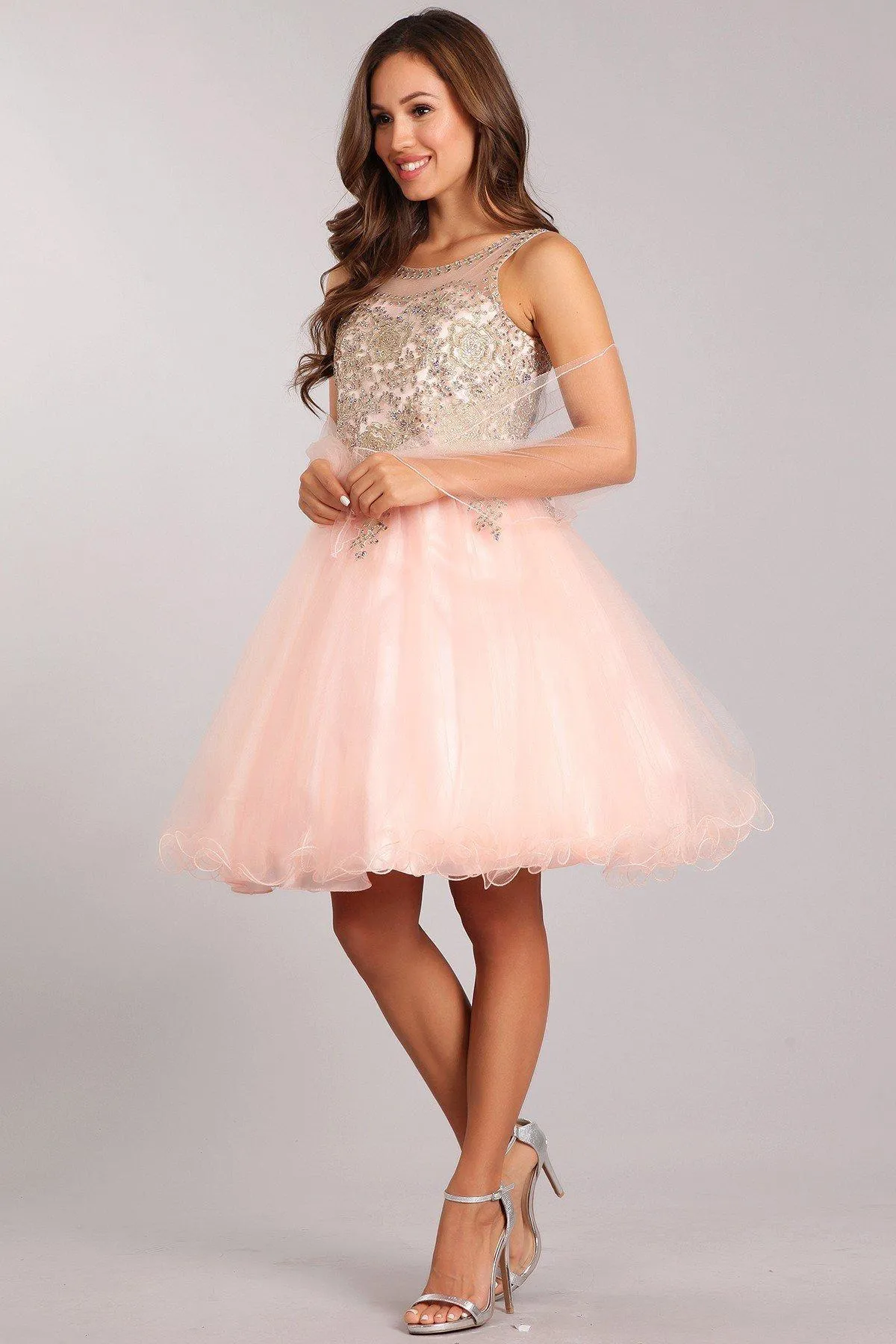 Applique Girls Short Ruffled Dress by Cinderella Couture 5017