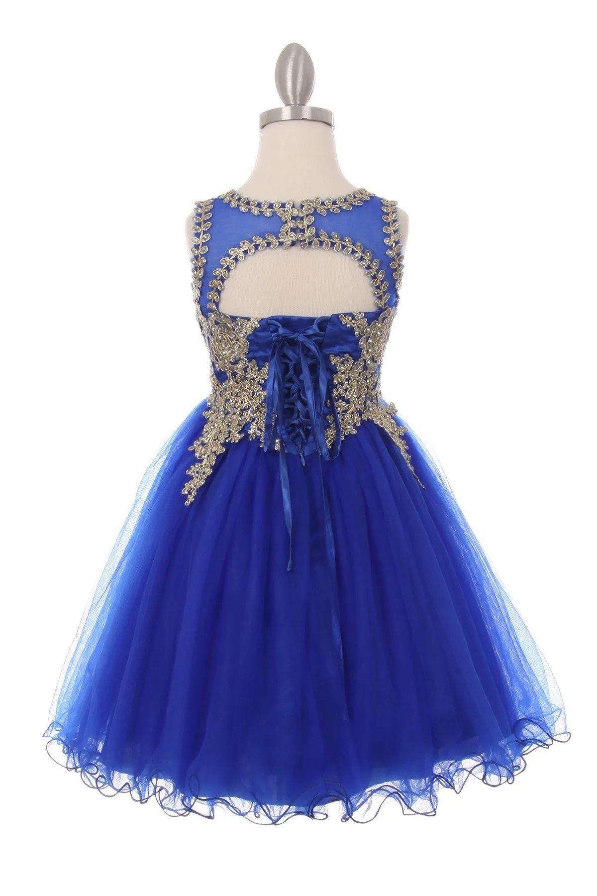 Applique Girls Short Ruffled Dress by Cinderella Couture 5017