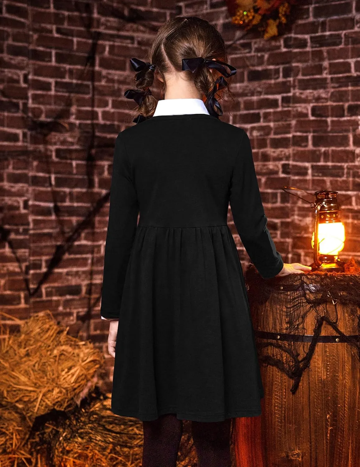 Arshiner Girl's Dresses Button Down Midi Long Sleeve Casual Sundress A-line Dress with Pockets