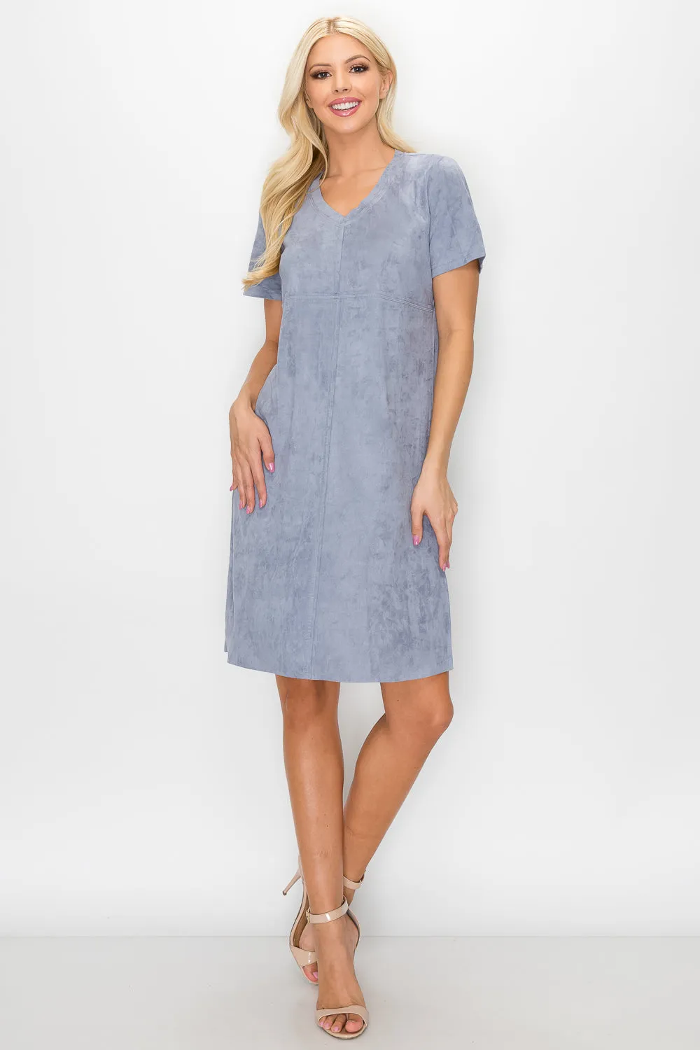 Audrey Suede V Neck with Pockets