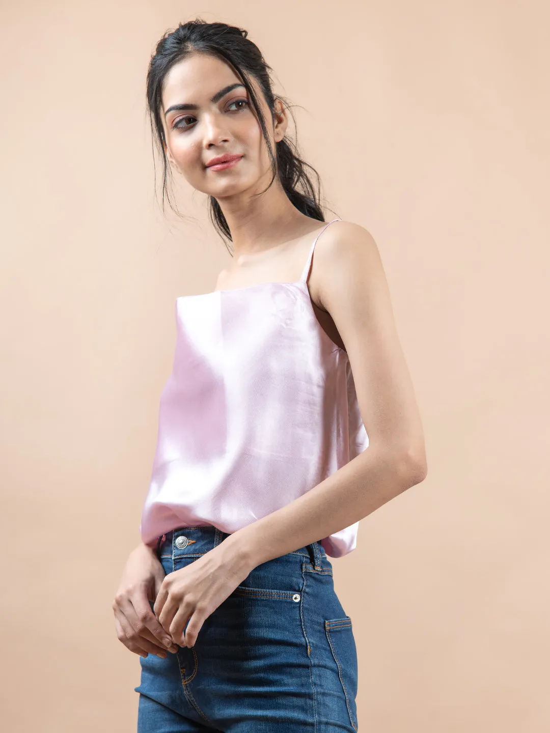 Baby Pink cowl neck cami top