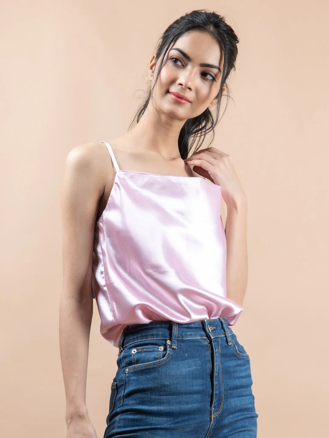 Baby Pink cowl neck cami top