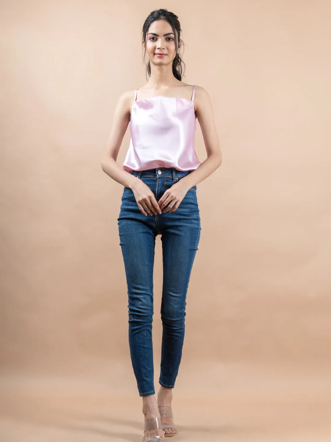 Baby Pink cowl neck cami top