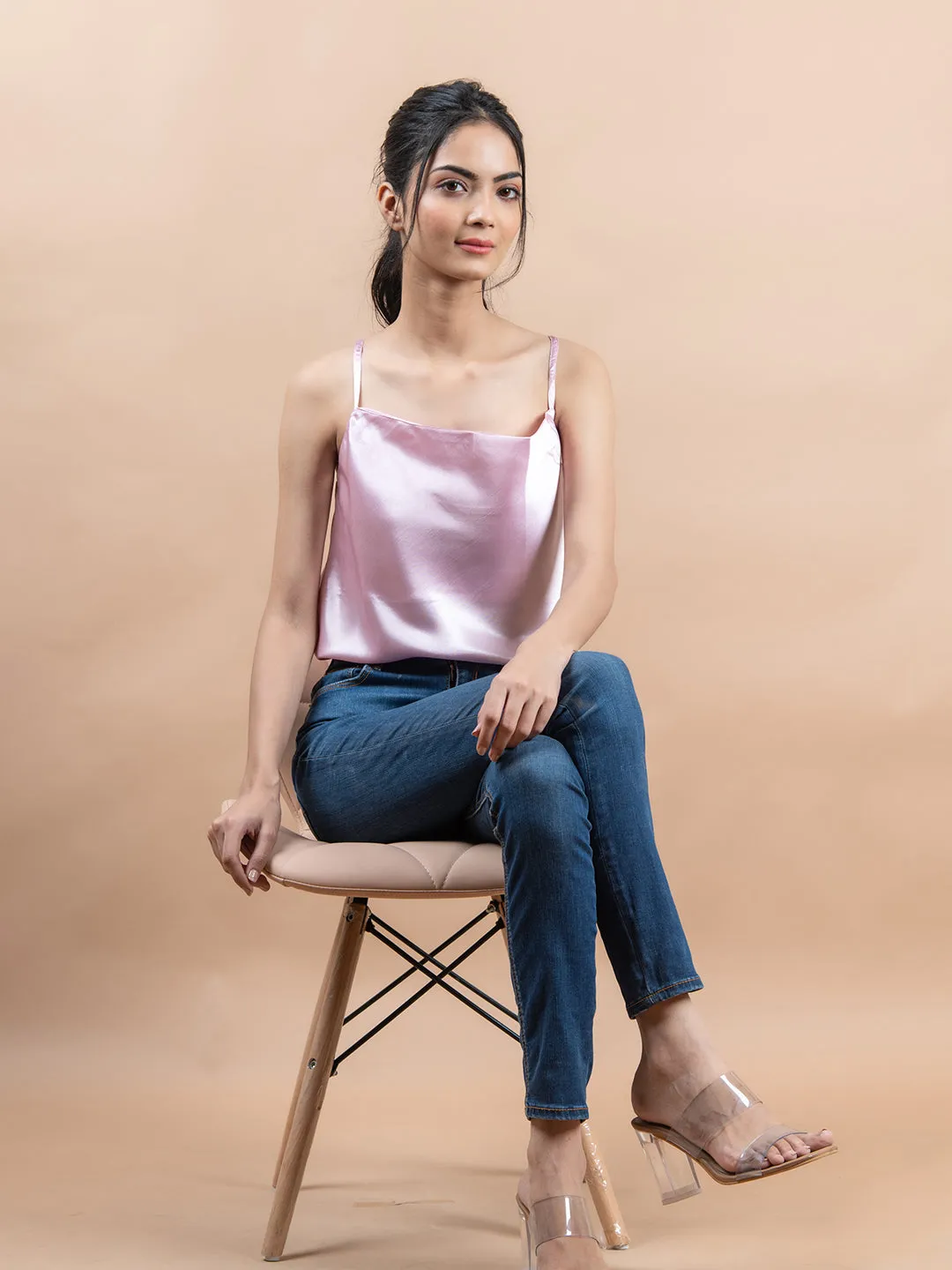 Baby Pink cowl neck cami top