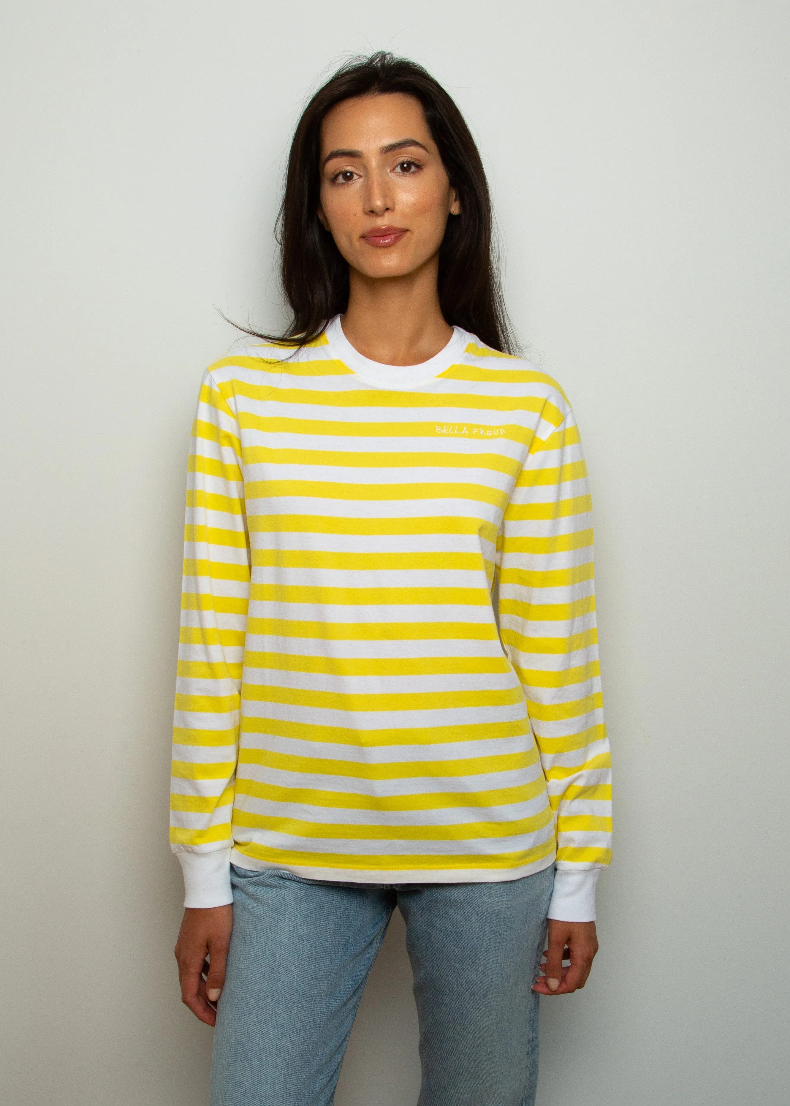 BF LS Striped Top in Yellow, White