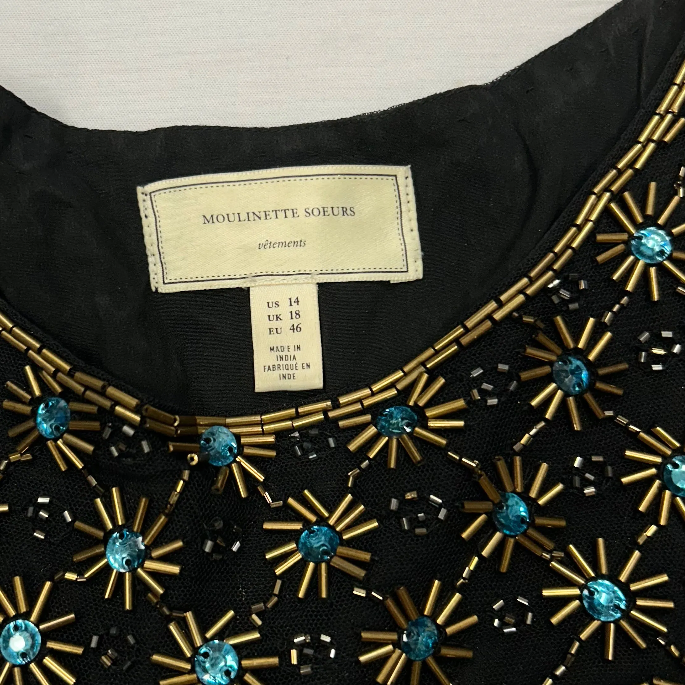 Black & Blue Dress Casual Midi By Moulinette Soeurs, Size: L