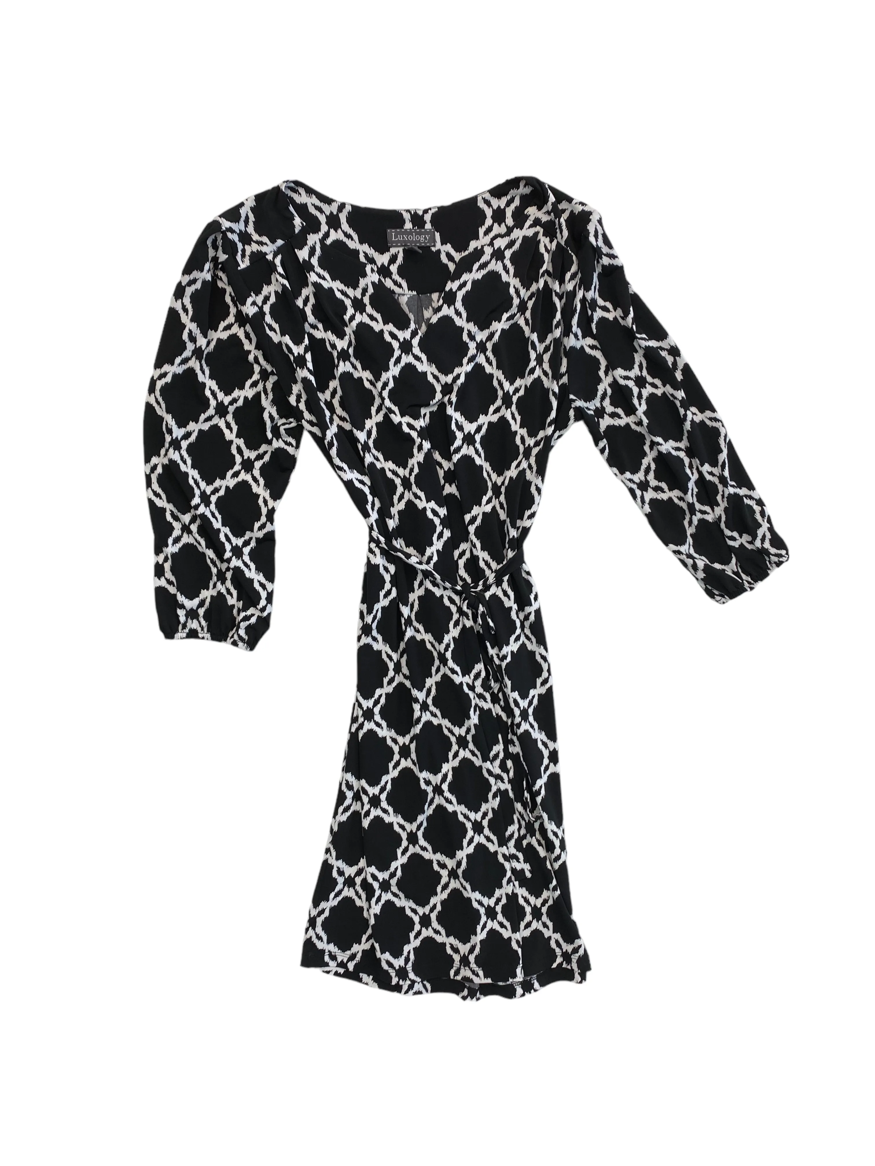 Black & White Dress Casual Midi Luxology, Size 12