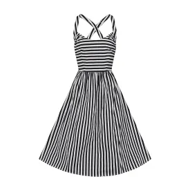 Black and White Striped Swing Dress