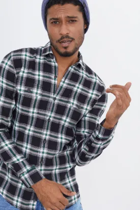 Black Broad Checks Flannel Shirt