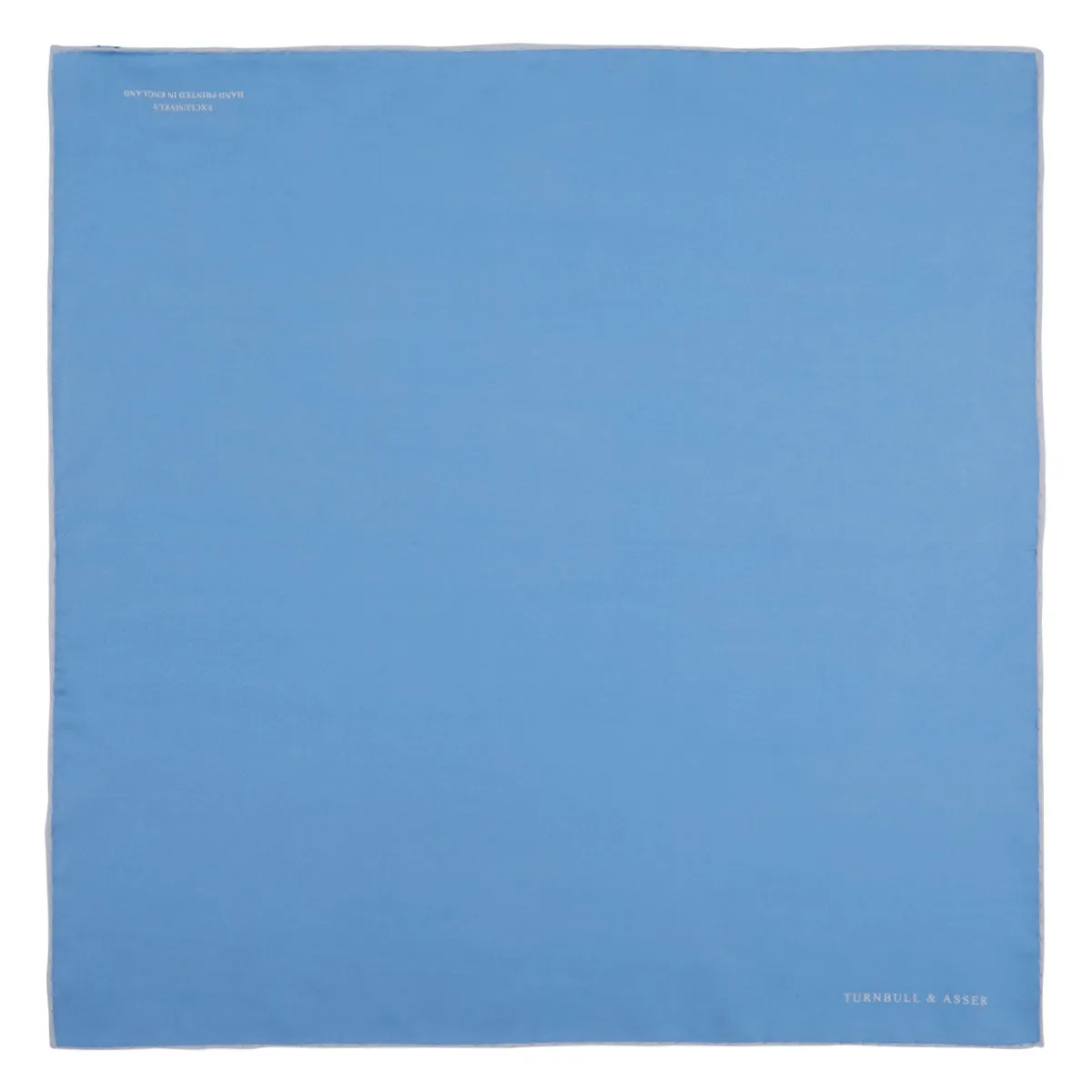 Blue and White Piped Silk Pocket Square