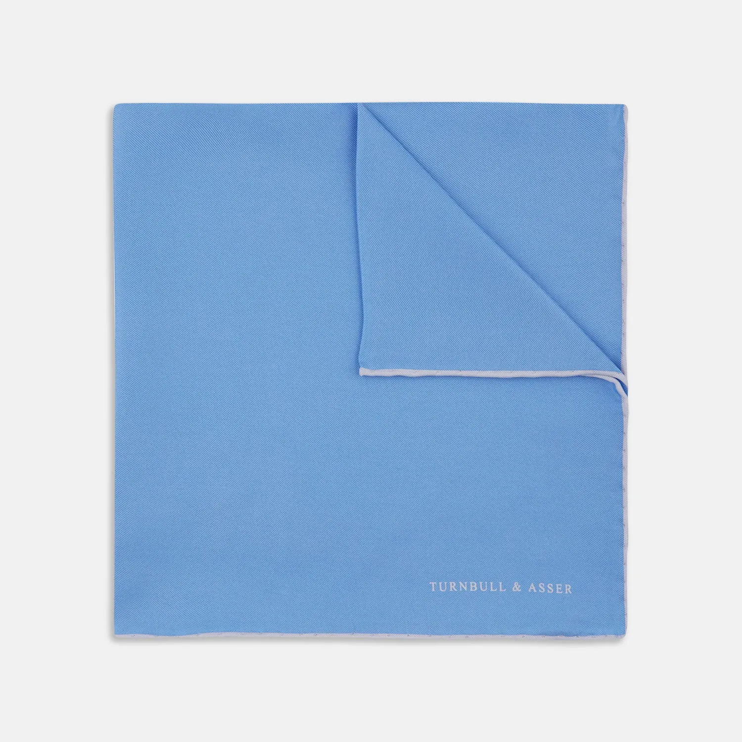 Blue and White Piped Silk Pocket Square