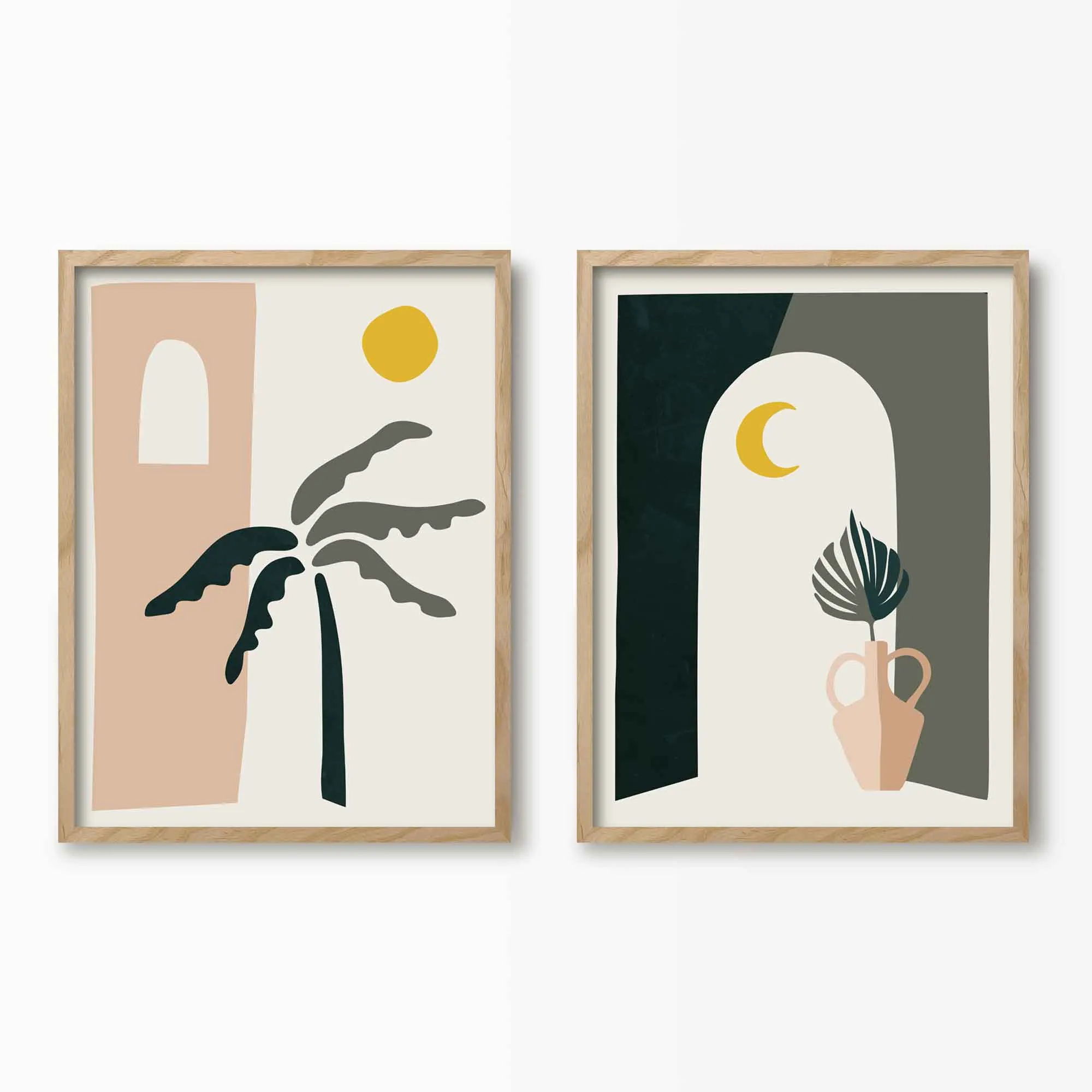 Boho Desert Archway & Palm Tree Wall Art Set