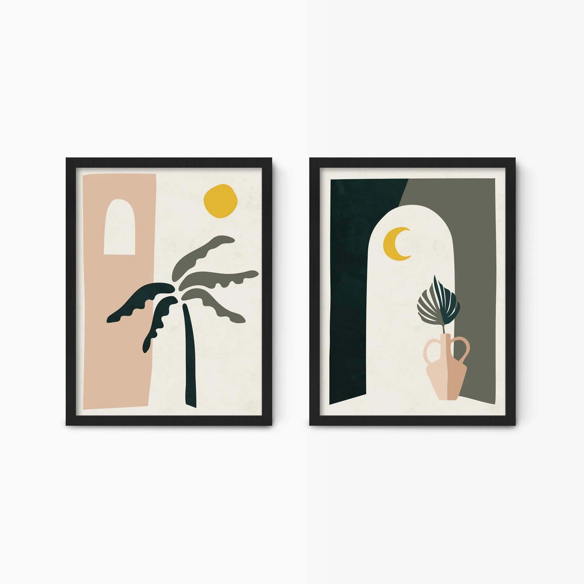 Boho Desert Archway & Palm Tree Wall Art Set