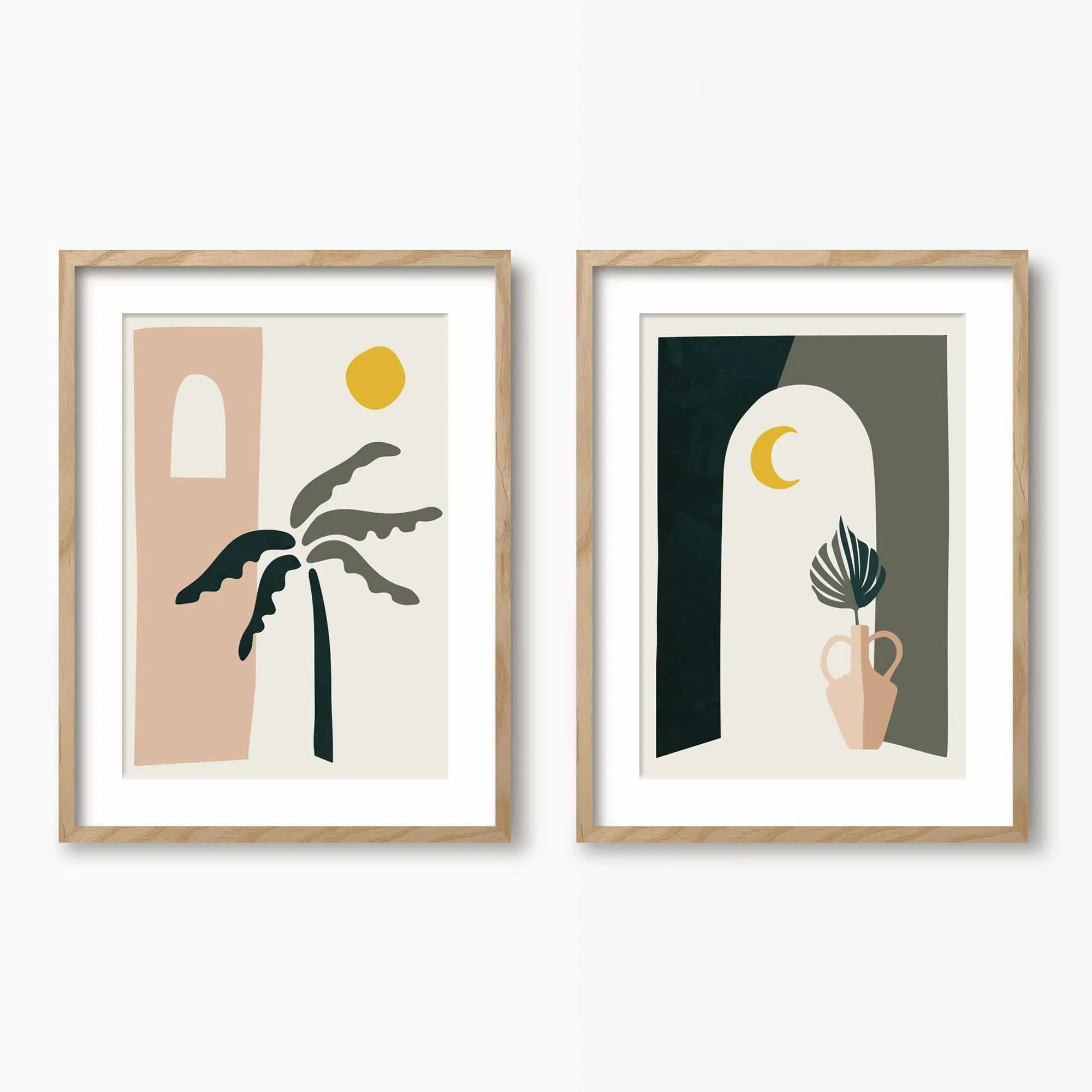 Boho Desert Archway & Palm Tree Wall Art Set