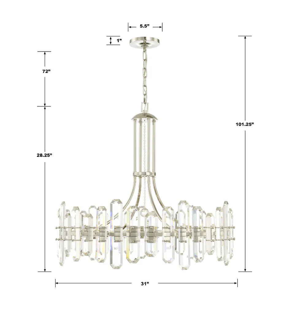 Bolton 12 Light Polished Nickel Chandelier