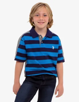 BOYS STRIPED COLORBLOCK PIQUE POLO SHIRT