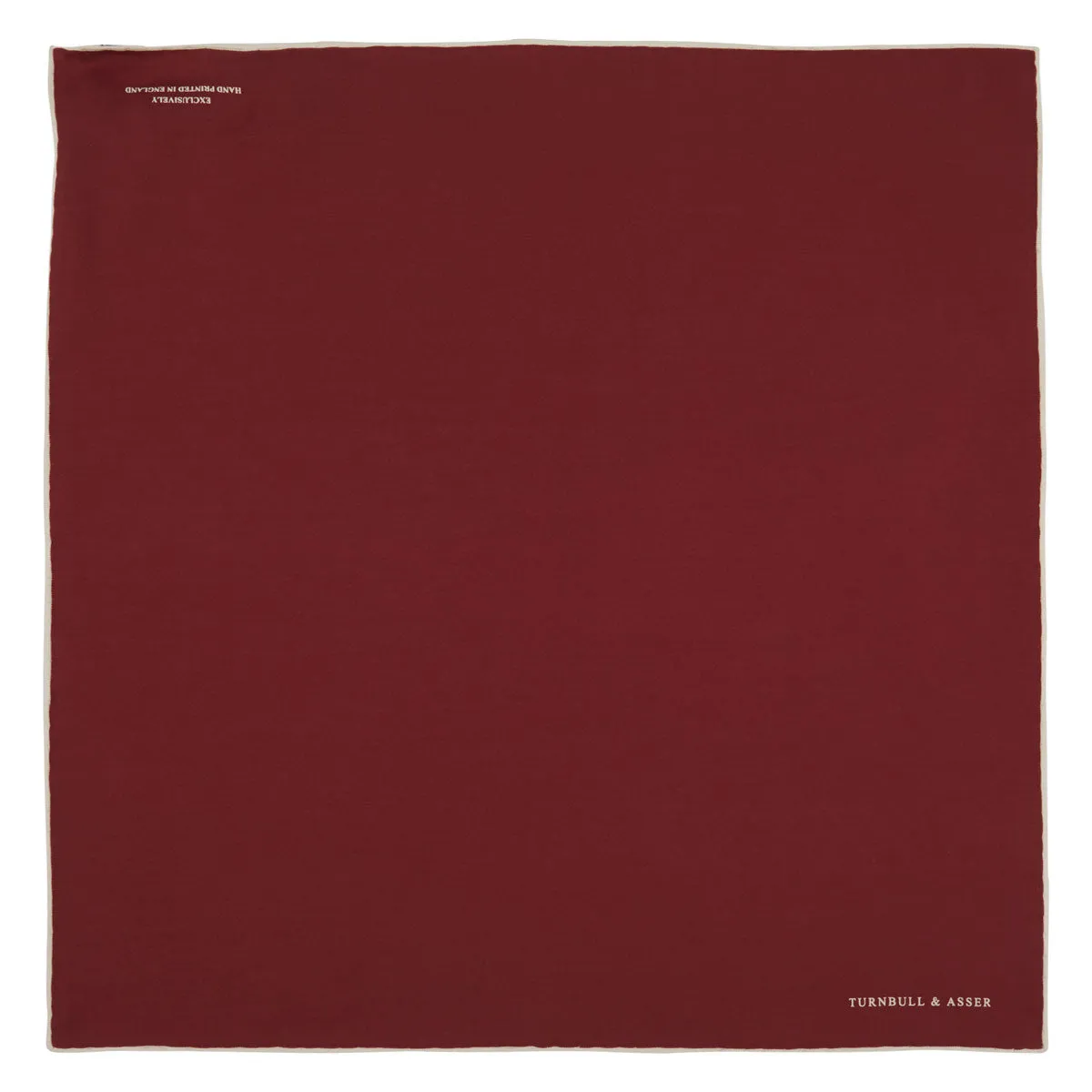 Burgundy and White Piped Silk Pocket Square