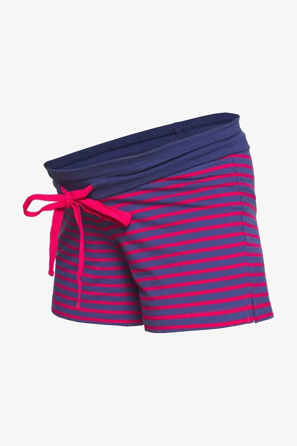 Caren Cotton Spandex Red Stripes Maternity Shorts