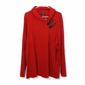Chaps Denim Womens Size 3X Red Sweater Plus Pullover Antler Button Collar