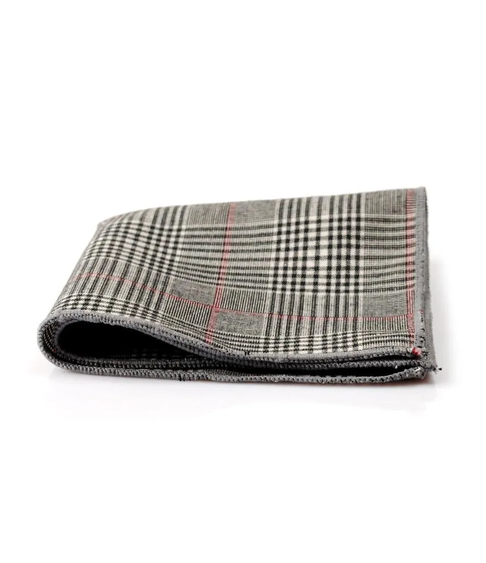 Classic Grey Plaided Pocket Square