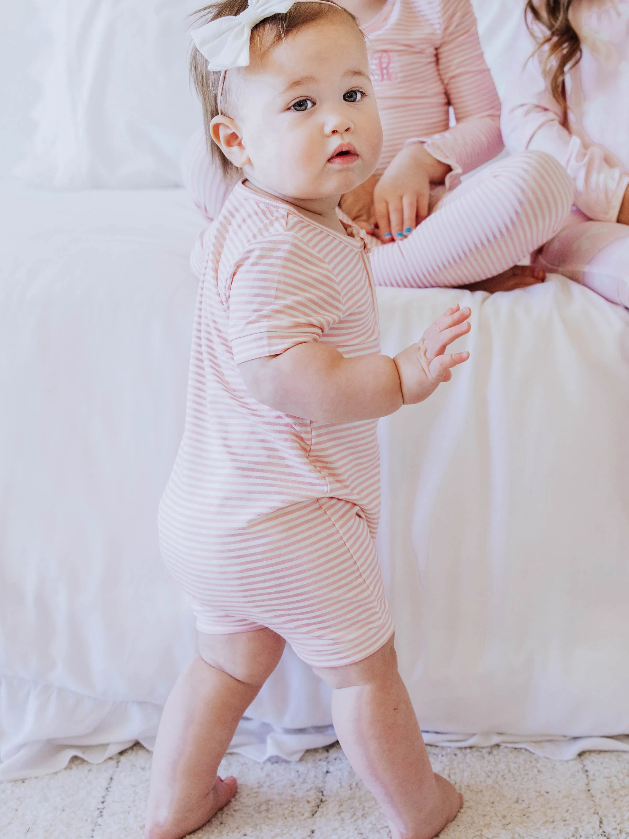 Cloud Shorty Layette - Little Pink Stripes