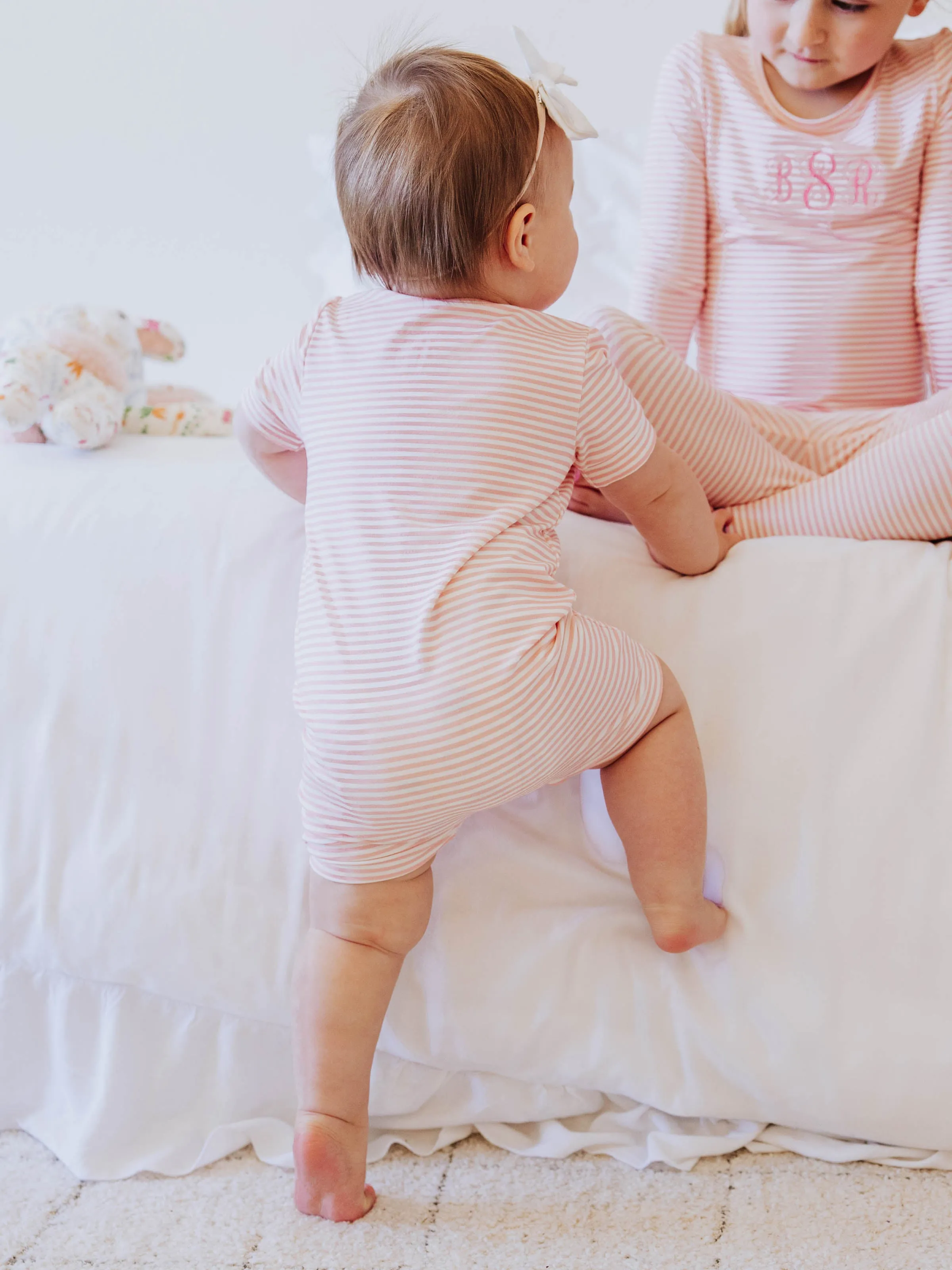 Cloud Shorty Layette - Little Pink Stripes
