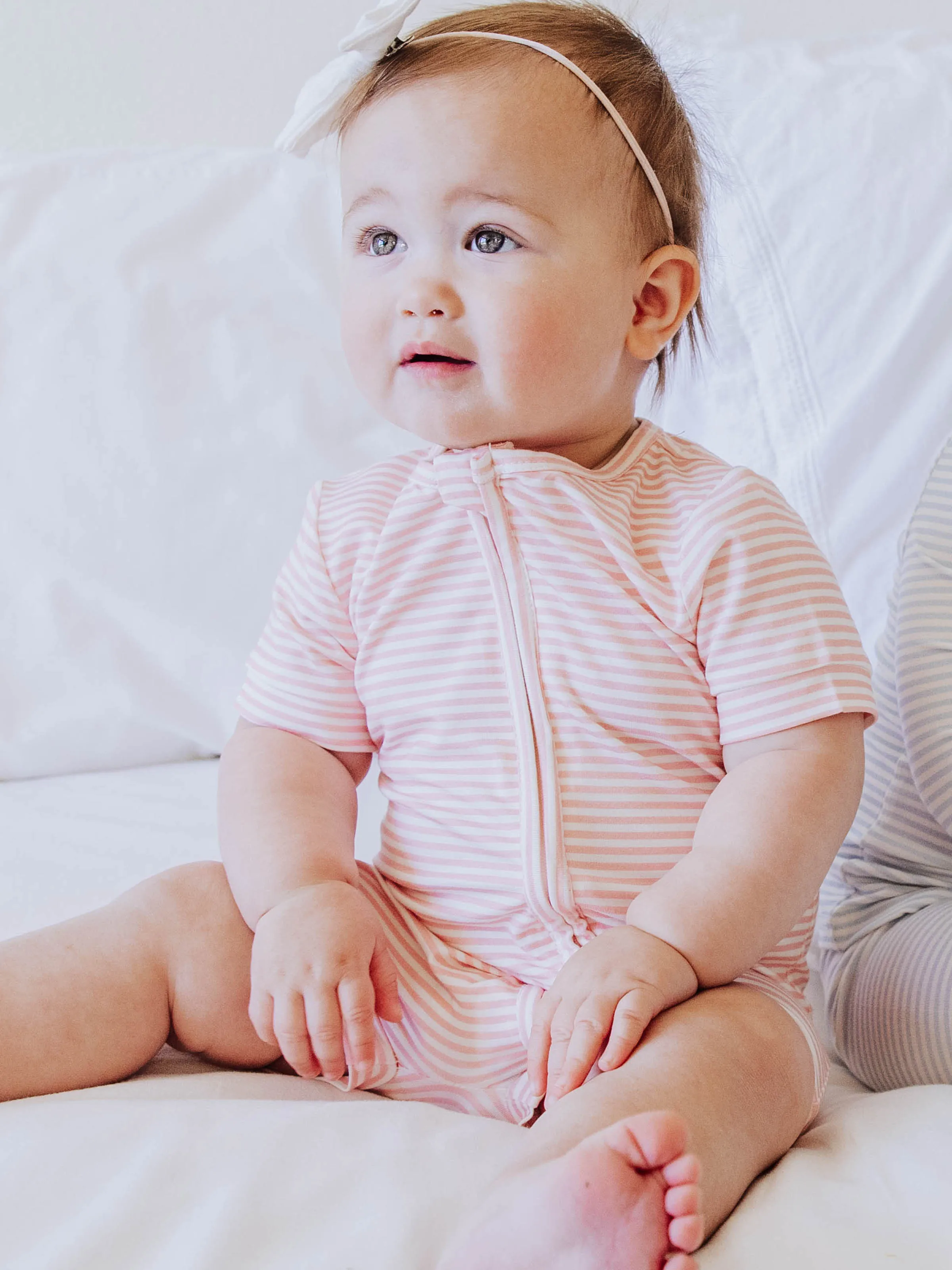 Cloud Shorty Layette - Little Pink Stripes