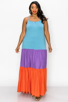 Colorblock Cami Neck Maxi Dress