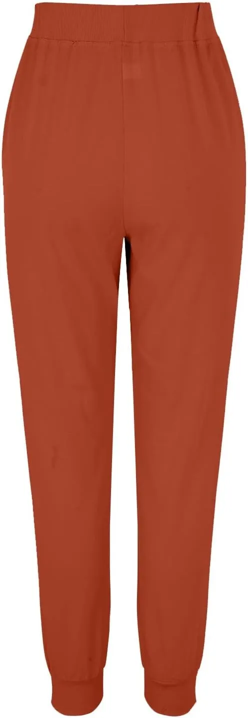 Cotton Linen Pants Women Summer Elastic High Waist Casual Yoga Pants Comfy Lightweight Tapered Joggers with Pockets