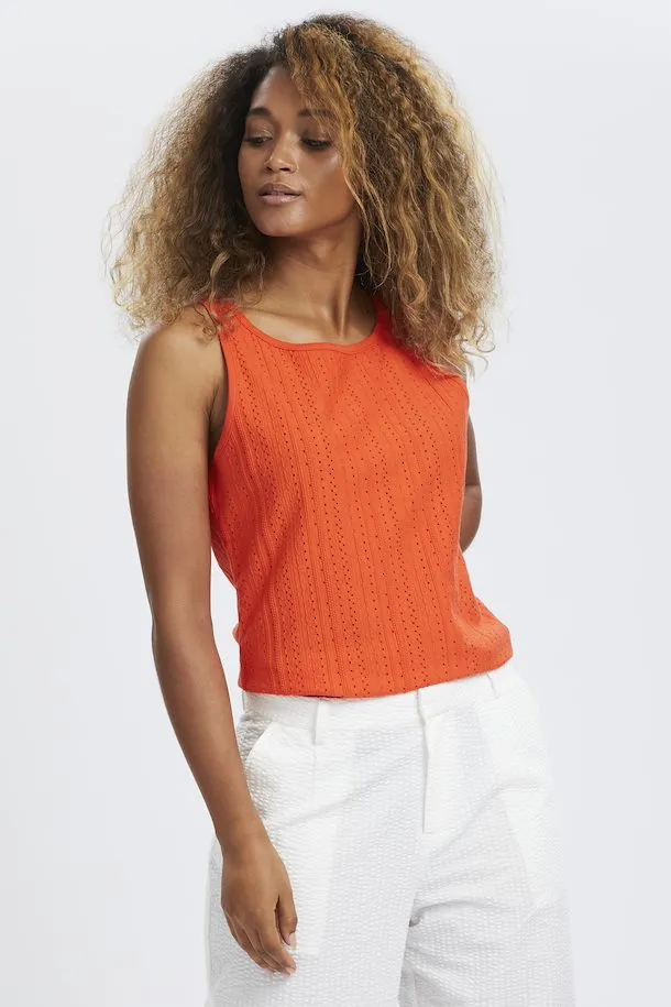 Cream Kafila Tank - Tangerine