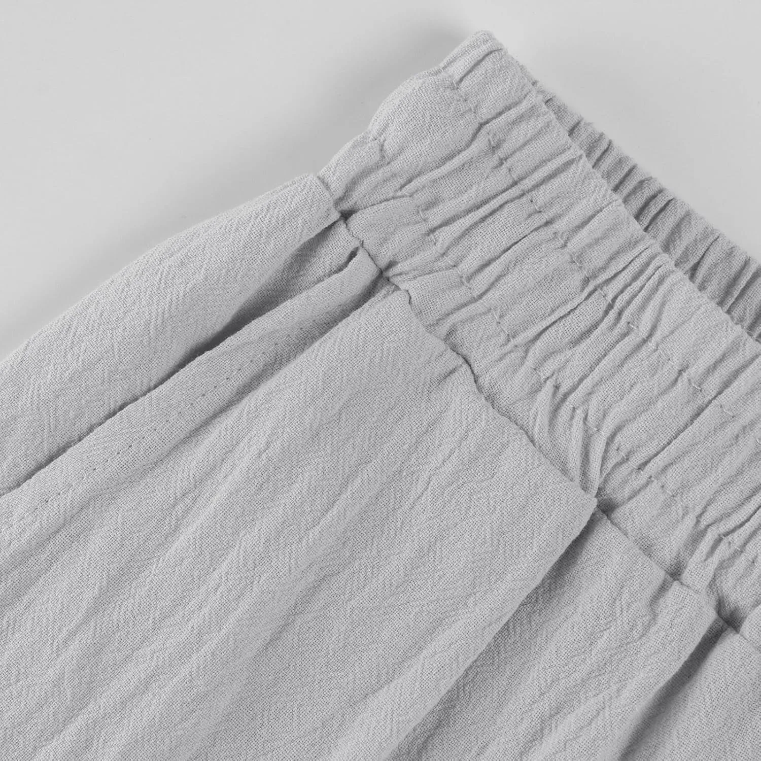 Cropped Linen Pants Women Plus Size Drawstring Elastic High Waisted Joggers Lightweight Summer Ankle Pants w/Pockets