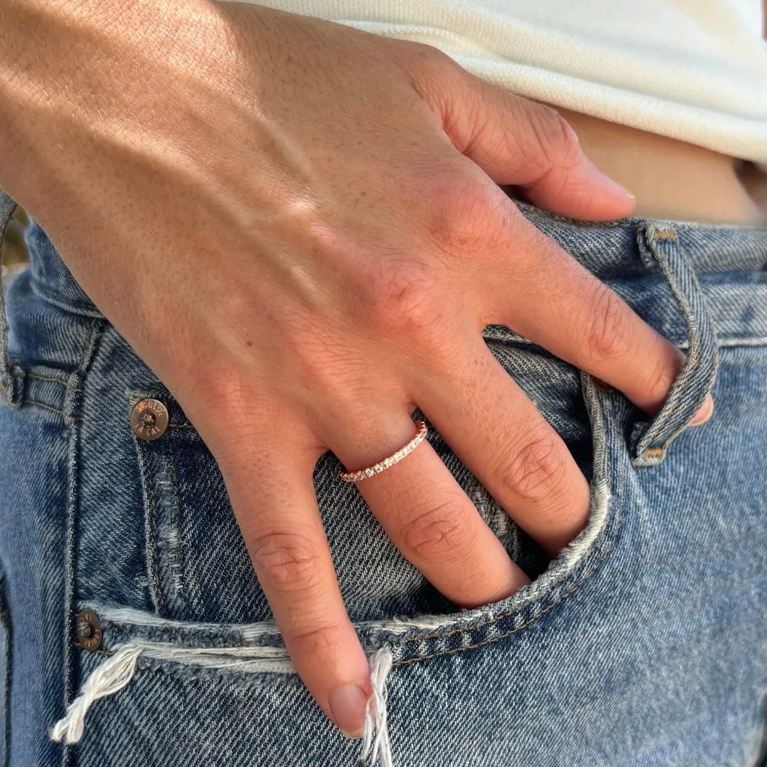 Crystal Eternity Band Ring silver rose gold