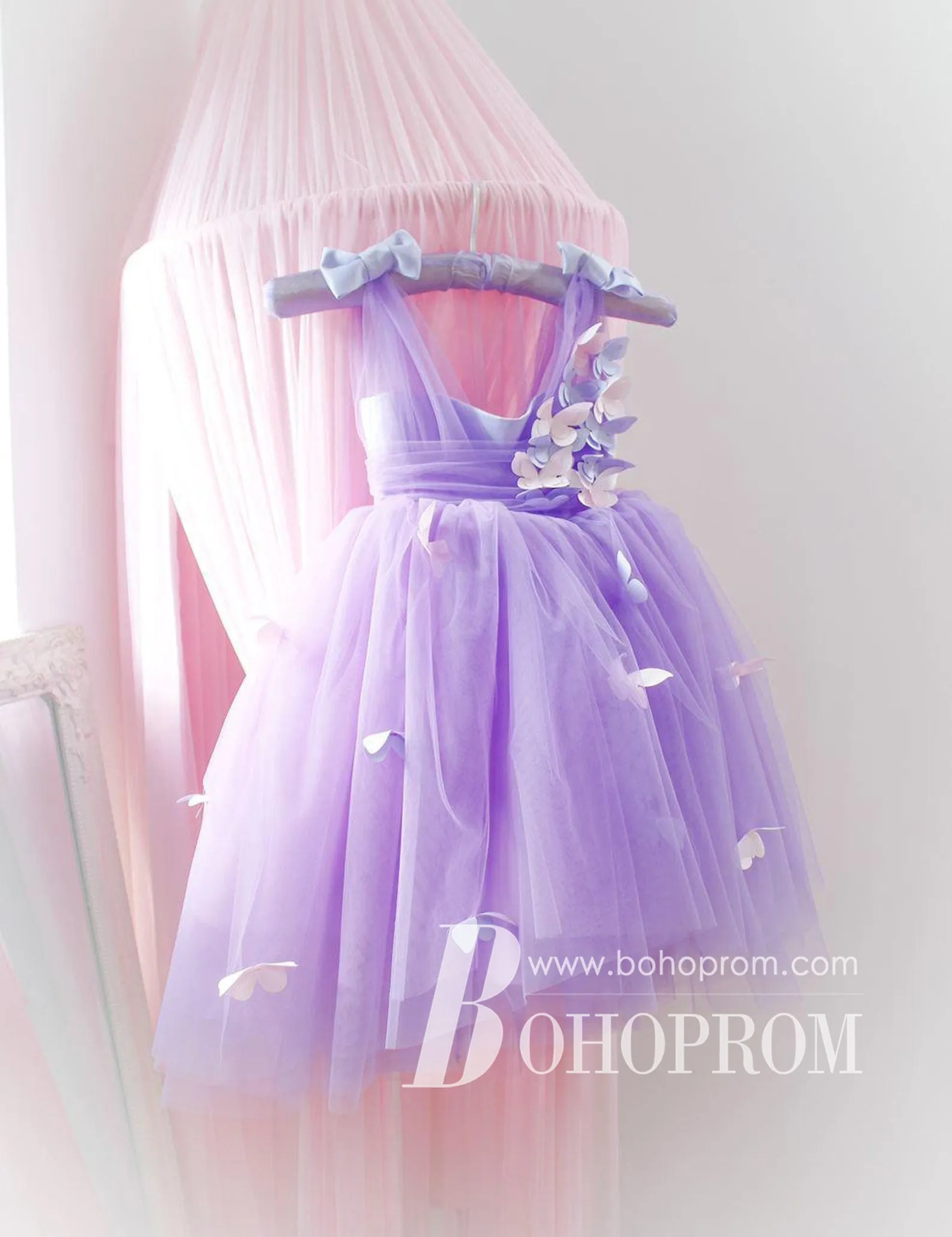 Cute Tulle & Satin Square Neckline Appliques A-line Flower Girl Dresses FD106