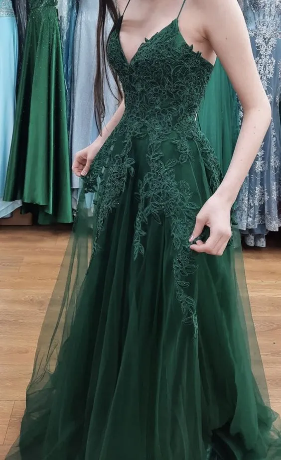 Cute tulle long A line prom dress evening dress SH351