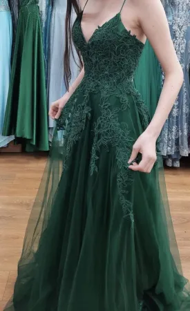 Cute tulle long A line prom dress evening dress SH351