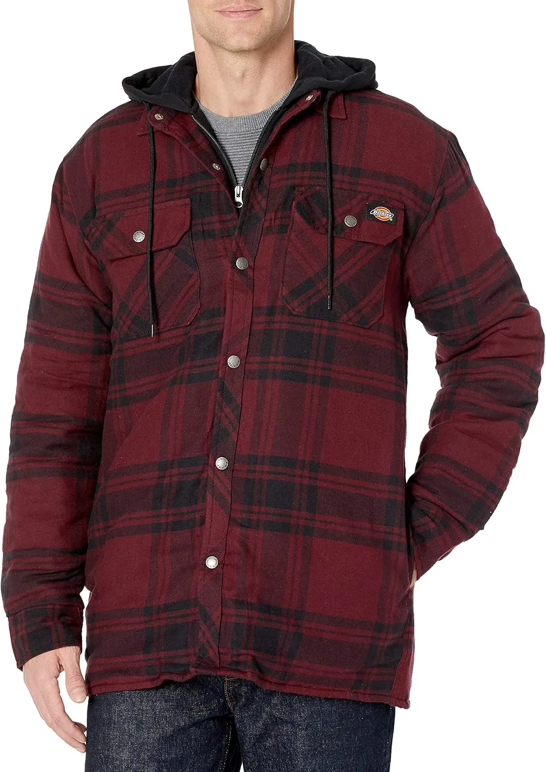 Dickies Men's Relaxed Fit Icon Hooded Quilted Shirt Jacket