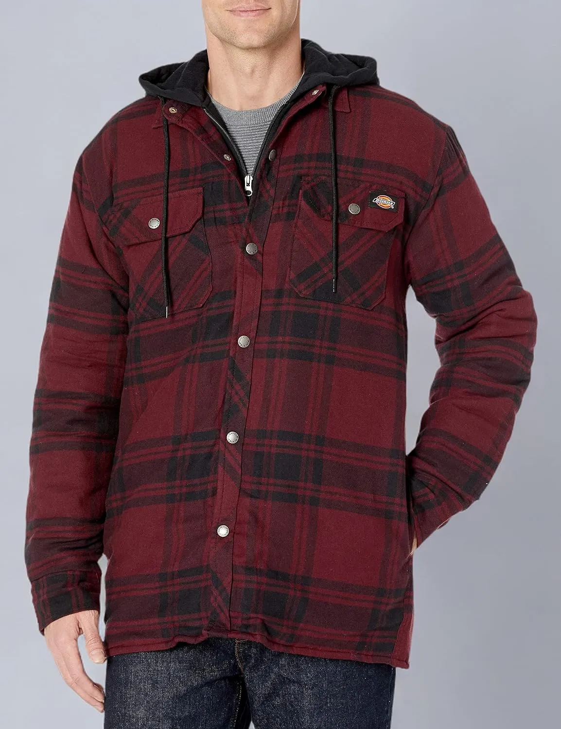 Dickies Men's Relaxed Fit Icon Hooded Quilted Shirt Jacket