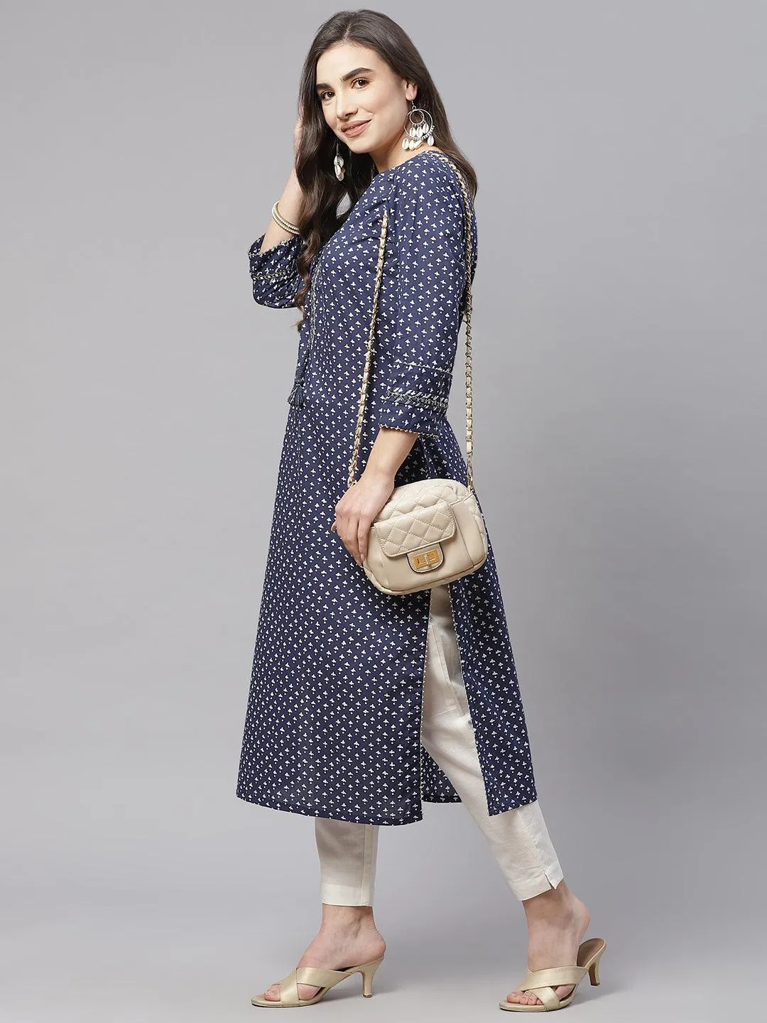 Divena Indigo Cotton Straight Kurti